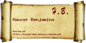 Hauzer Benjamina névjegykártya